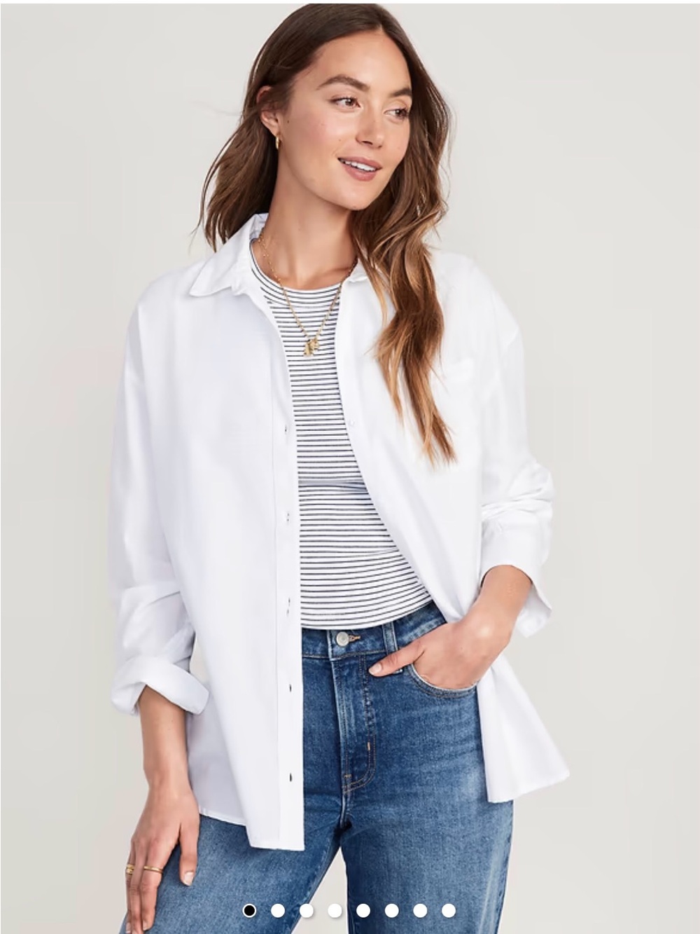Old Navy Oversized Button-Down Boyfriend Shirt - White - Medium